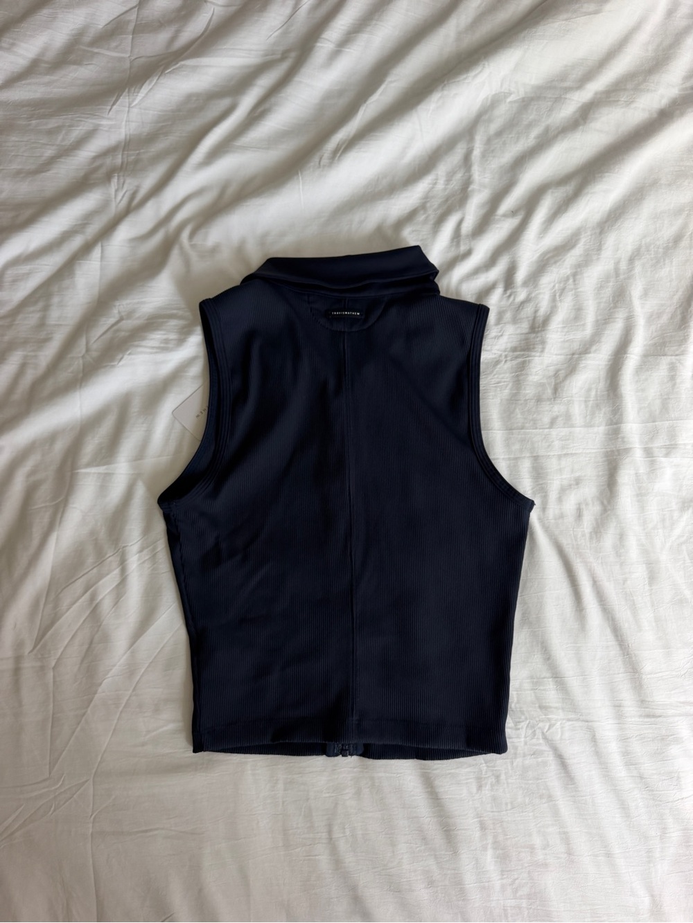 Travis Matthew Midline Polo Navy Ribbed Sleeveless Zip-Up Tank - Picture 3 of 3